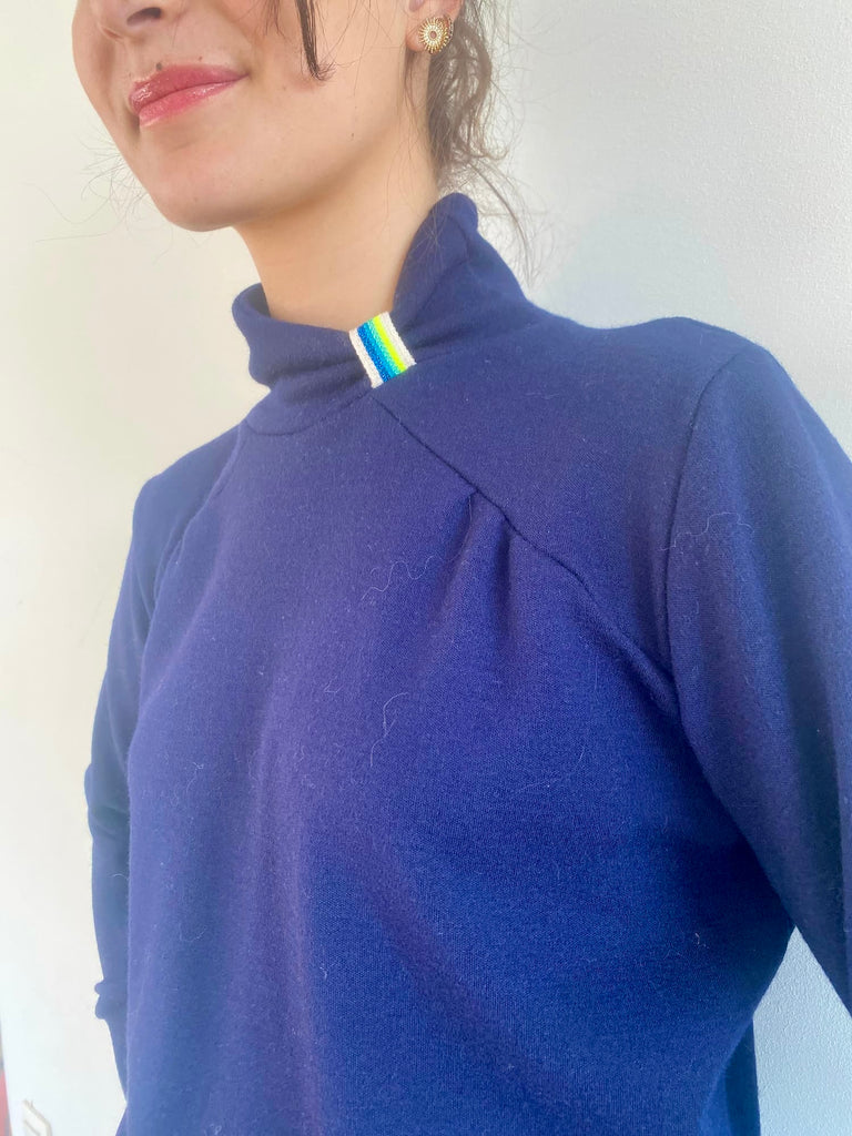 Natacha Cadonici Mode durable Pull laine bleu marine Pascaline
