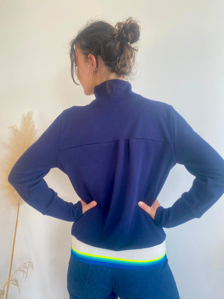Natacha Cadonici Mode durable Pull laine bleu marine Pascaline