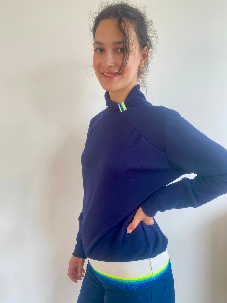 Natacha Cadonici Mode durable Pull laine bleu marine Pascaline