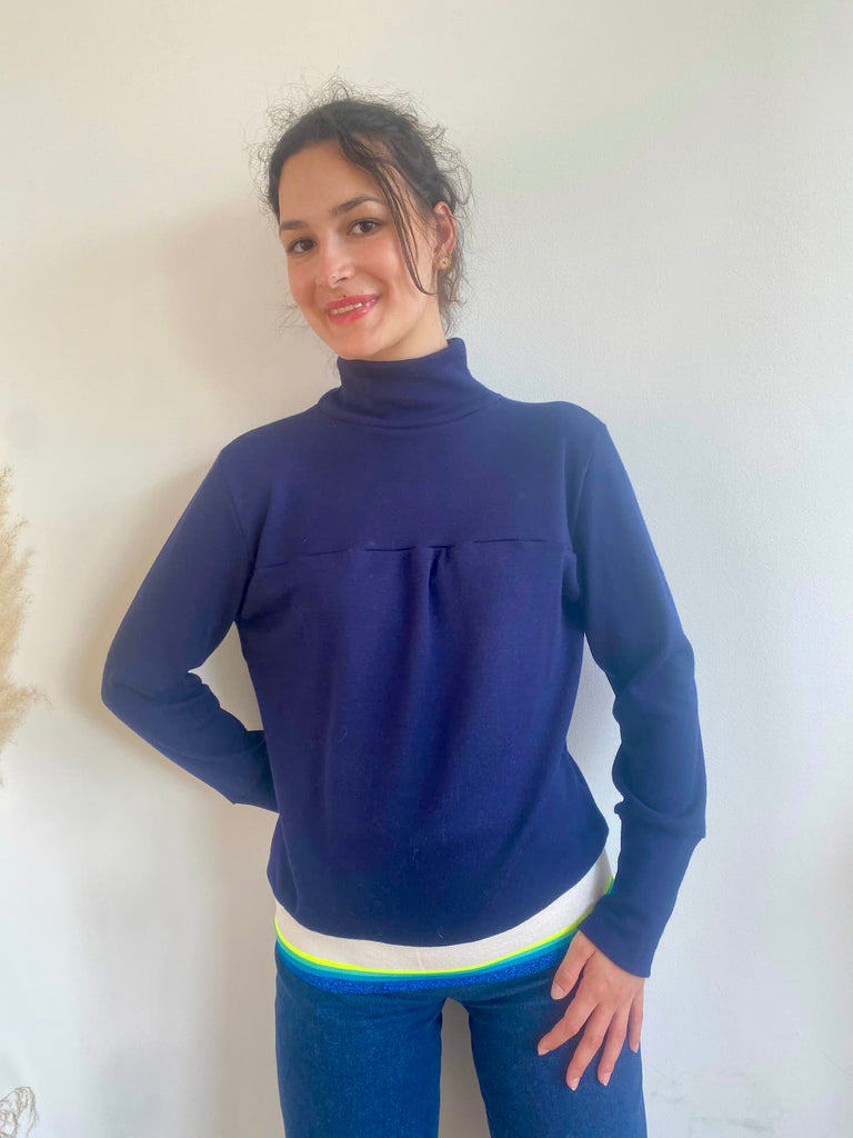 Natacha Cadonici Mode durable Pull laine bleu marine Pascaline