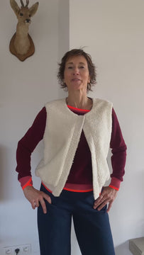 Cardigan Aure doudoune blanc viscose écovero Bleu Tango made in Belgium