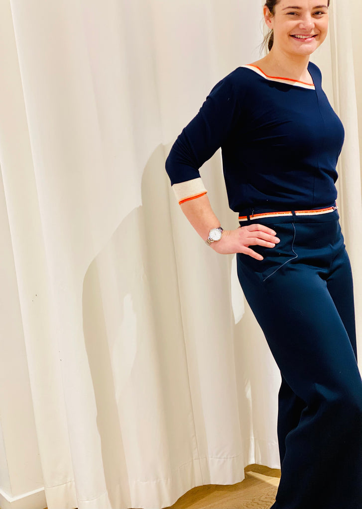 natacha cadonici pantalon large tencel Oekotex bleu marine orange fluo graphique créateur belge bruxelles sustainable fashion designer belge mode écoresponsable mode durable fait en Belgique fait à Bruxelles styliste belge Belgian fashion designer économie circulaire less is more j’achète belge ik Koop belgisch circuit court made in Belgium économie locale made in brussels shopping brussels who made my clothes ik Koop belgisch circuit court Belgian design made in Belgium